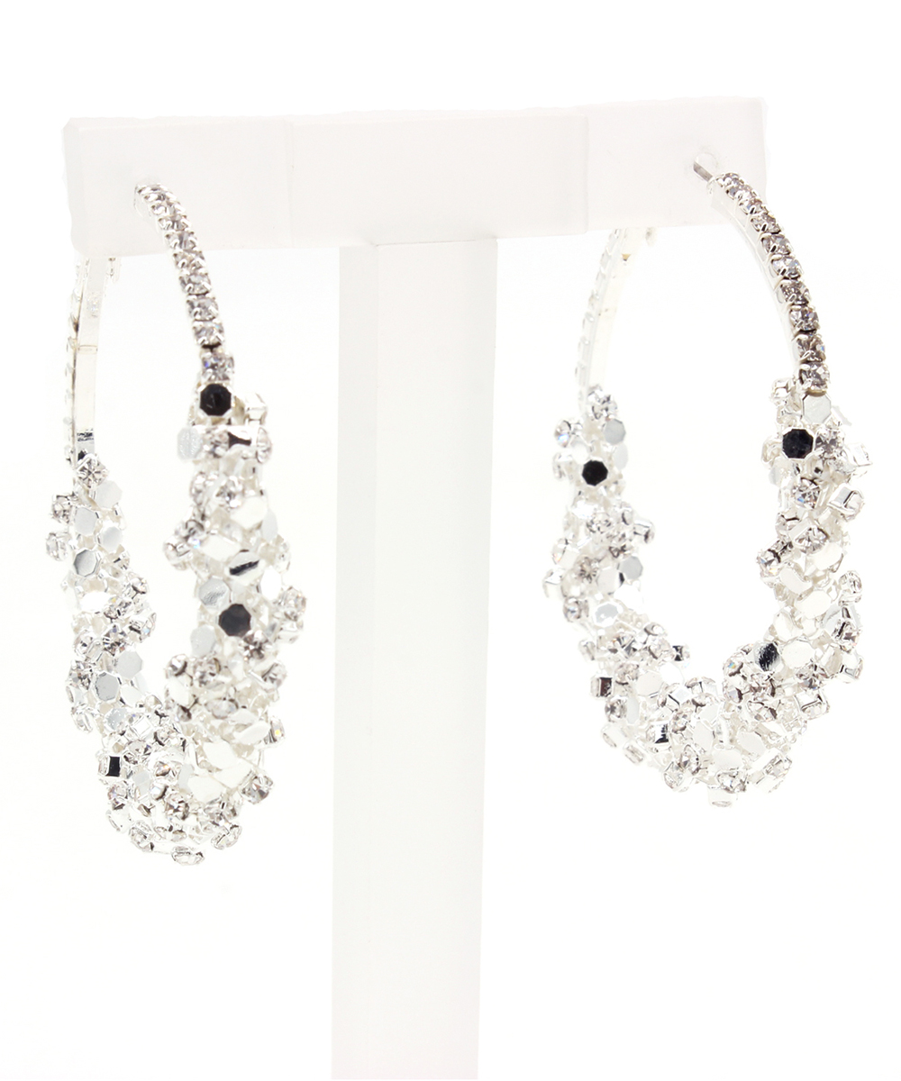 Sparkly Resin Rhinestone Wrapped Fashion Hoop Earring EH300008