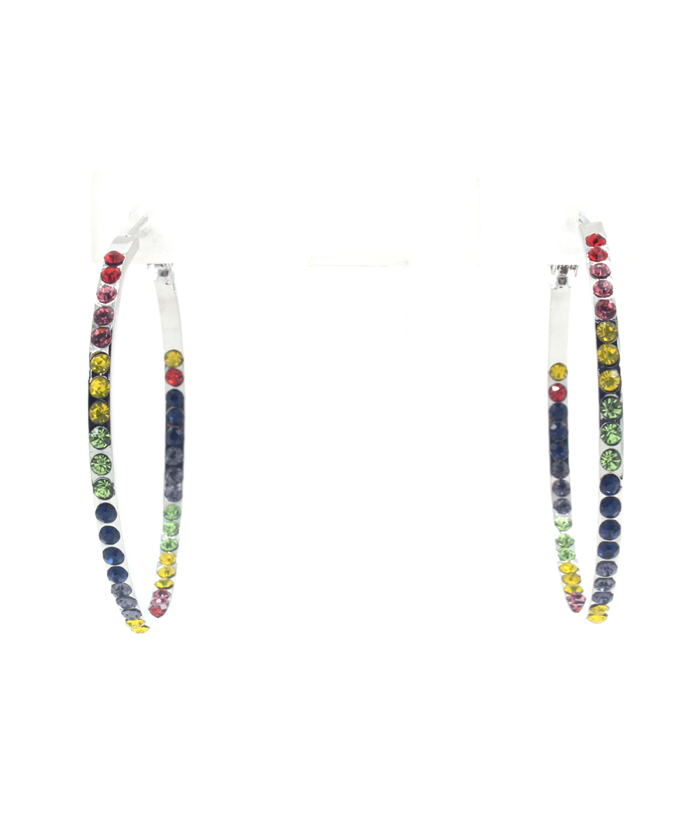 Multi-Color Rhinestone Hoop Earrings EH300011