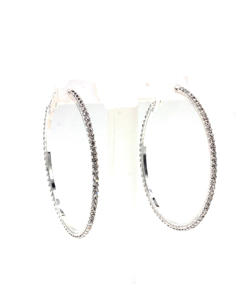 Rhinestone Hoop Earrings Large EH910165