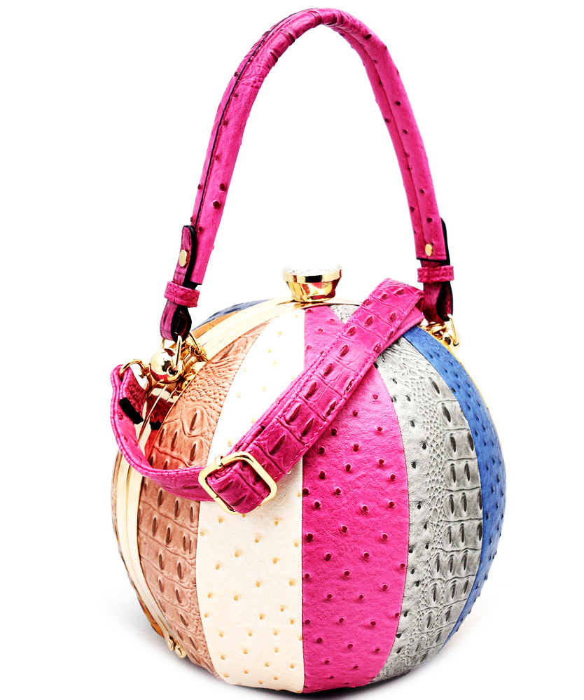 Fashion Faux Leather Ostrich Handbag Ball Shaped: Wholesale