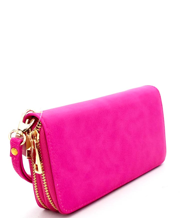 Simple Double Zip-Around Wallet LP0012 FUSHIA: Wholesale Handbags ...
