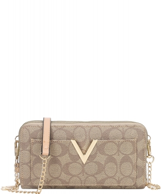 Oval Pattern v Zipper Crossbody Wallet Bag 008-1025