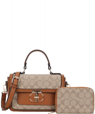 2n1 Design Handle Satchel Bag Wallet Set 008-9095-A