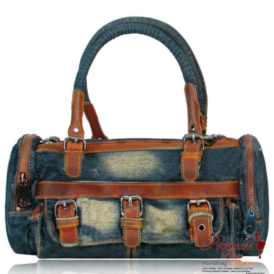 Eithan K Denim Handbag w/ Leatherette Accent