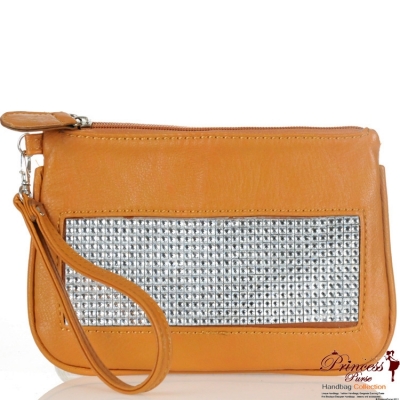 Designer Inspired Clutch Bag w/ Rhinestone Accent