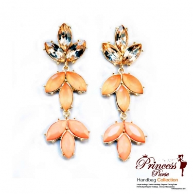 Beautiful Leaf Shape Rhinestone and Stone Dangling Earring