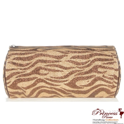 Cylinder Animal Print Cosmetic Bag