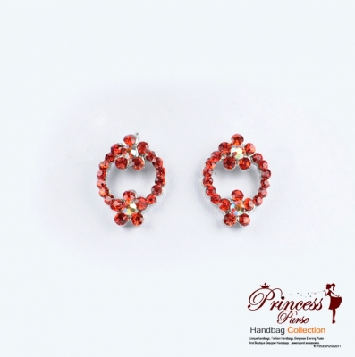 Trendy And Sparkley  Earrings w/ Rhinestone and Flower Accent