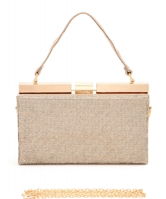 Full Stone Top Handle Statement Box Clutch 2541-1