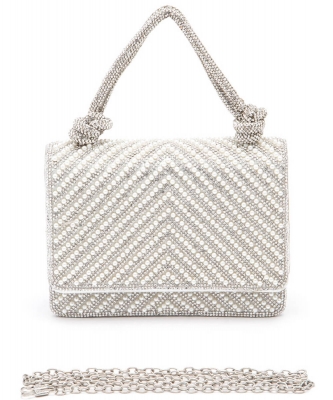 Pearl Studs Rhinestone Handle Clutch Bag 302-3