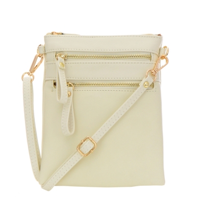 Double Zipper Crossbody Bag 32706 - Beige