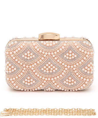 Pearl Rhinestone Designed Evening Clutch Bag 33466