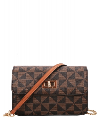 Designer Monogram Crossbody Bag 007-8593 BROWN