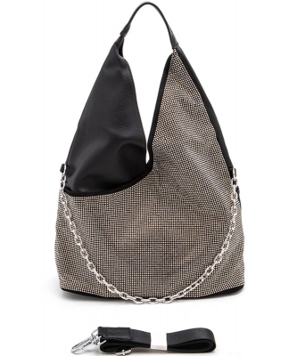 Rhinestone Convertible Top Handle Hobo Bag 6832-1