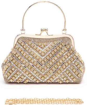 Rhinestone Statement Top Handle Convertible Clutch 9513-1