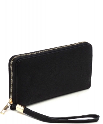 Fashion Zip Around Wallet Wristlet AD020 BLACK
