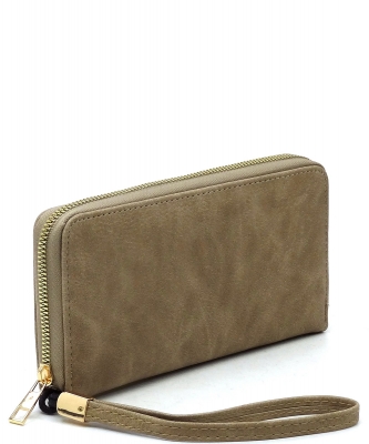 Fashion Zip Around Wallet Wristlet AD020 TAUPE