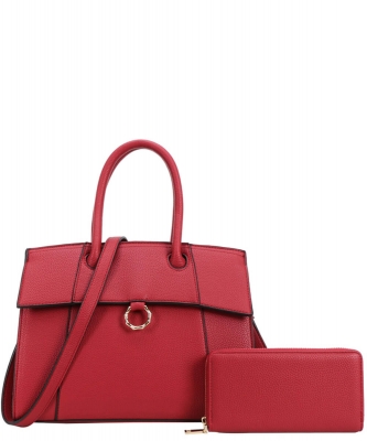 2in1 Faux Leather Classic Satchel with Wallet AM-8956W