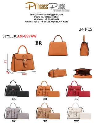 2in1 Faux Leather Classic Satchel with Wallet AM-8974W