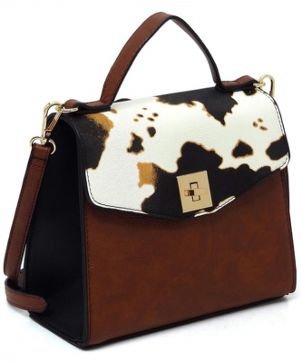 Colorblock Twist Lock Flap Satchel AS2771
