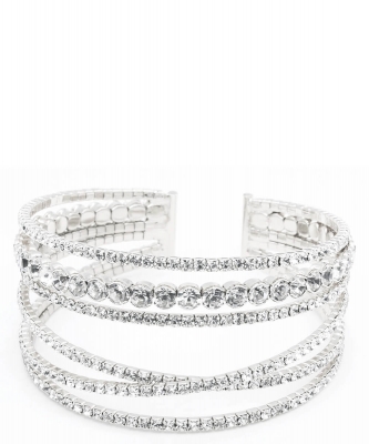 6 Rhinestone Rows Wide Bracelet BS810012