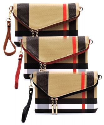 Package of 6 Pieces Faux Check Envelope Clutch BT2585