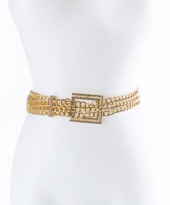 Rhinestone Point Chain Belt BT320079 GOLD CL