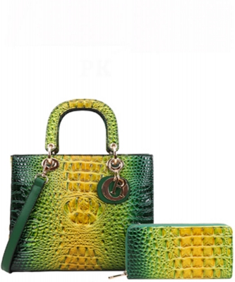 2in1 Tie-Dye Croc Satchel Wallet Set CE9143W