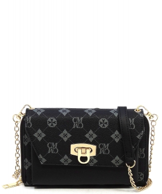 CM Monogram Zip Around Crossbody Clutch Wallet CM2745 Black