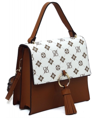 CM Monogram Ring Tassel Flap Crossbody Satchel CM704