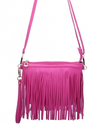 Western Fringe Clutch Cross Body Bag E091 FUCHSIA