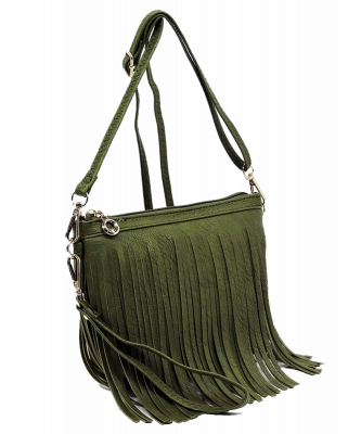 Western Fringe Clutch Cross Body Bag E091 OLIVE