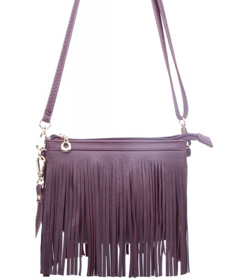 Western Fringe Clutch Cross Body Bag E091 PURPLE
