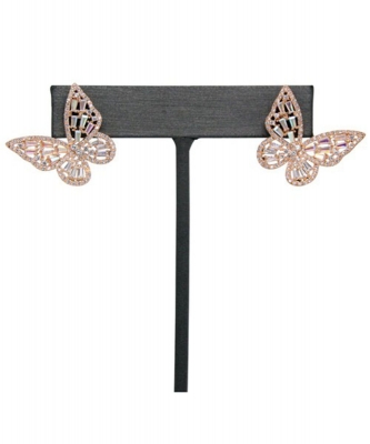 BUTTERFLY W/ CUBIC ZIRCONIA STUD EARRINGS ES810001