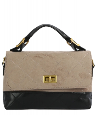 Faux Suede Woven Flap Satchel EWB234