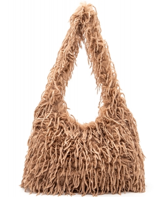 Faux Feather Hobo Slouchy Bag FEATHER