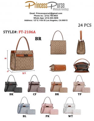 2n1 Oval Print Pattern Satchel Wallet Set FT-2106A
