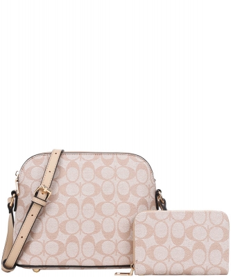 2in1 Oval Print Crossbody Bag with Wallet Set FT-8232A