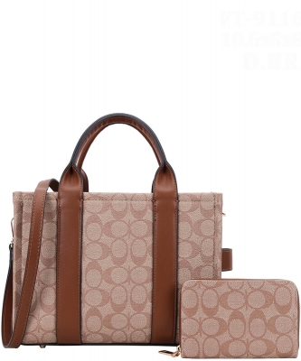 Oval Pattern Tote Bag For Women With Wallet FT-9116A