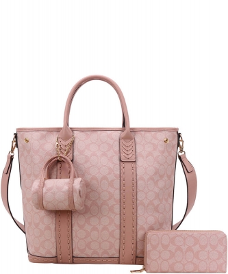 3in1 Oval Monogram Handbag Wallet Set FT-9176W