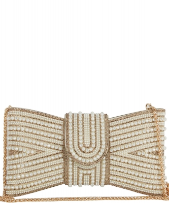 Spangle Pearl Bow Clutch Evening Bag GL536