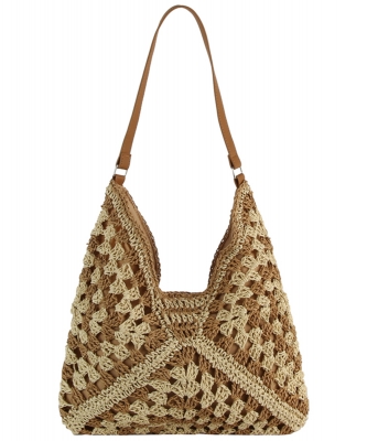 Dual Tone Crochet Woven Shoulder Hobo GMS0017