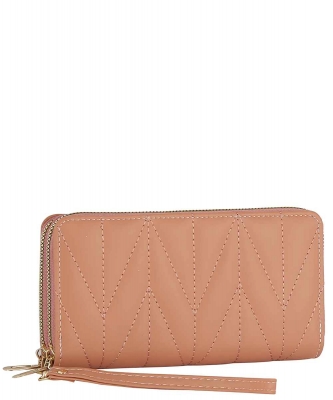 Chevron Quilted Zip Around Wallet Wristlet GMS0023