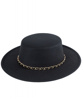 CHAIN TRIM BOAT FEDORA HAT HA320130 BLACK