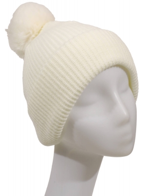 Fuzzy Pom-Pom Knitted Beanie HA880001