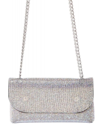 Rhinestone All Over Chain Crossbody Bag HBG-103990 AURORA BOREALIS