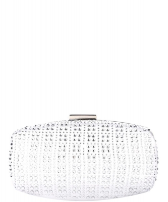 Fashion Stud Design Metal Clutch Bag HBG-104393 SILVER