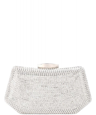 Rhinestone Shape Design Metal Clutch Bag HBG-104399 SILVER