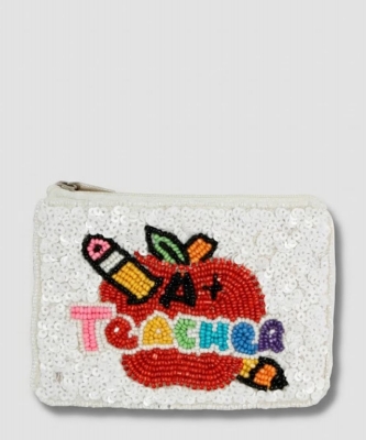 Ladies Fully Beaded A Plusteacher Theme Coin Purse HD00524