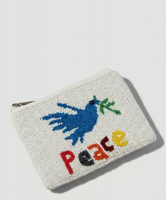 Ladies Fully Beaded Peace Themed Coin Purse HD00533